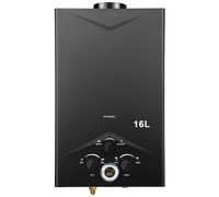 Calentador de agua a gas de 16 L para exteriores, calentador de agua instantáneo de GLP, sin tanque, con pantalla digital y protección múltiple para camping, viajes, caravana, lavado de mascotas