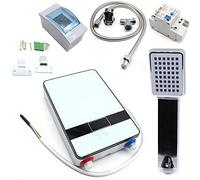 Calentador de agua caliente eléctrico, calentador de agua, kit de ducha, bajo mesa, resistente al agua, 220 V, 6,5 kW, 0-55 ℃ con ducha de mano