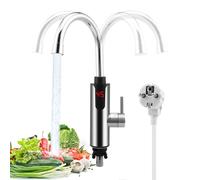 Calentador de agua de 3300 W, grifo de acero inoxidable, grifo de cocina eléctrico para calentador de agua eléctrico sin depósito con pantalla LCD de temperatura, grifo de acero inoxidable para cocina