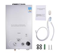 Calentador de agua de gas, 16 l, 32 kW, GLP, propano, caldera, calentador de agua, superbajo 0,5 bar, presión de agua de arranque, con modo invierno y verano, para ducha y uso diario