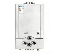 Calentador de Agua de Gas 8L,Calentador de Agua Butano, 8 L/min Pantalla LED Compatible con Butano y Propano, Calentador de Agua Instantaneo para Uso Doméstico y Camping. (Blanco 8L)