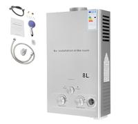 Calentador de agua de gas de 8 L, calentador de agua LPG, calentador de agua instantáneo de 16 kW, tamaño de interfaz G1/2", control de temperatura de la CPU, calentador instantáneo sin depósito