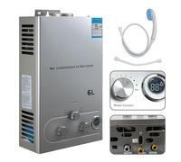 Calentador de agua de gas GLP, calentador de agua instantáneo de gas, modos de invierno y verano, protección contra sobrecalentamiento, con cabezal de ducha y fontanería, para el hogar, exterior,