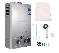 Calentador de agua de gas instantáneo LPG 7L, 14KW Instant Gas Water Heater, caudal 7L/min, kit de ducha incluido, montaje en pared, protección sobrecalentamiento 85℃, para casa, camping, caravana (B)