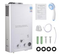 Calentador de Agua de Gas Propano GPL 12L, Calentador de Agua Instantáneo Sin Tanque 24kw con Kit de Ducha, Quemador de Caldera para Acampar, Rv, Casa