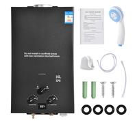 Calentador de Agua de Gas Propano GPL 16L, Calentador de Agua Instantáneo Sin Tanque 32kw con Kit de Ducha, Quemador de Caldera para Acampar, Rv, Casa (Negro)