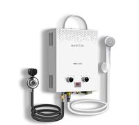 Calentador de agua de propano sin tanque de 6 litros para exteriores, calentador de agua a gas portátil de 1.45 GPM para RV, camping, cabina, barco, granero, agua caliente instantánea, protección