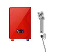 Calentador de agua eléctrico, 220 V, 6500 W, agua caliente instantánea, 30-55 ℃, calentador de agua eléctrico sin tanque con pantalla digital y ducha de mano, rojo