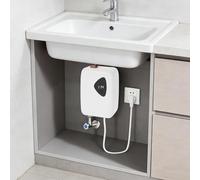 Calentador de agua eléctrico, 3800 W, 220 V, sin depósito, mini calentador de agua para cocina y lavabo, con pantalla LED, como sistema de agua caliente portátil (blanco)