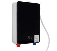 Calentador de agua eléctrico 6500 W LED con alcachofa de mano, soporte de ducha de mano, manguera, calentador de agua de 30 - 55 ℃ para cocinas, baños, escuelas, hoteles, hospitales (negro)