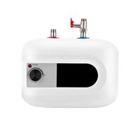 Calentador de agua eléctrico con pantalla, 1500 W, calentador de agua debajo del fregadero, 6 L, acero inoxidable 304 + 316L, 30-65 °C, IPX4, pequeño baño, cocina, caravana, 32,5 cm, color blanco