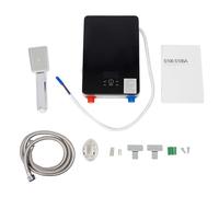 Calentador de agua eléctrico de 6500 W, 220 V, mini calentador de agua con cabezal de ducha, portátil, con indicador LED, sin depósito, calentador de agua para cocinas