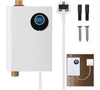 Calentador de agua eléctrico debajo del fregadero, 3000W mini calentador de agua caliente sin tanque eléctrico para la ducha con pantalla LED, elemento de calefacción sin tanque Calentador de a white