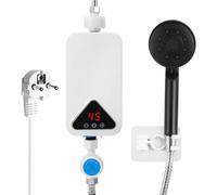 Calentador De Agua Eléctrico, Mini Calentador de Agua 220 V 5500 W, 30-55 °C, Temperatura Ajustable, Ducha de Calentador Instantáneo sin Tanque con Pantalla LED para Cocina y Baño (RYK-009)