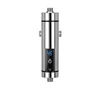 Calentador de agua eléctrico, mini calentador de agua eléctrico instantáneo sin tanque acumulador de agua electrico con pantalla digital, temperatura ajustable para cocina baño lavado (plata 5500 W)