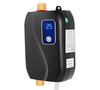 Calentador de agua eléctrico negro, 3400 W, sin tanque, sistema de agua caliente, calentador de agua, pequeño para baño, cocina