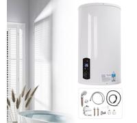 Calentador de Agua Eléctrico Vertical Con Pantalla Digital, 2000 W 220V, Con Tuberías de Agua, Ducha de Mano y Grifo, Rango de Calefacción 25-75 ℃, Blanco (Blanco, 120L)