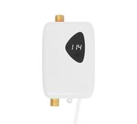 Calentador de agua electrónico instantáneo, 3800 W, para cocina, sin depósito, con indicador de temperatura LED, calentador de agua instantáneo eléctrico pequeño para cocina, baño (blanco)