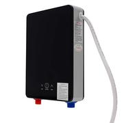 Calentador de agua electrónico sin presión (6500 W, 220 V, con panel LED, con agua caliente hasta 55 °C, IPX4), color negro