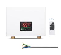 Calentador de agua instantáneo, 5500 W, mini calentador de agua eléctrico, montaje en pared, con indicador LED y mando a distancia, para casa, caravana, cocina, baño, color blanco