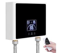 Calentador de Agua Instantáneo, 5500W Calentador Eléctrico con Pantalla LED, Mini Calentador 230V para Cocina y Ducha Baño, Sin Enchufe, Resistente a la Presión, Calentamiento Rápido, Impermeable IPX4