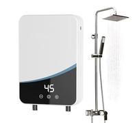 Calentador de agua instantáneo, mini eléctrico de 5500 W, 110 V/220 V con pantalla LED, calentamiento rápido en 3 segundos, ahorro de energía, cabezal de ducha a presión para cocina y baño