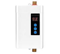 Calentador de Agua Instantáneo, Mini Pantalla Táctil LCD Calentador de Agua eléctrico sin Tanque Calentador de Agua de Control Remoto Máquina de Calentamiento de Agua para El Hogar(Blanco UE 4000W)