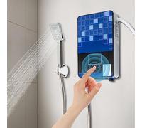 Calentador de agua LED sin depósito para baño en casa con protección, 6500 W, calentador eléctrico sin depósito, juego de 220 V, para uso en cocinas, baños, inodoros (azul)