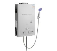 Calentador de agua LPG con cabezal de ducha y manguera de ducha, rango de presión de agua 0,02 - 0,8 MPa, para camping, caravanas, remolques (12 L)