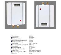 Thermoflow Elex 3,5 - Calentador instantáneo de agua pequeño / 3,5 kW / 230 V/sin presión/agua caliente hasta 25 °C/conexión G 3/8» / 2 L/min/ideal para lavabos o fregaderos de cocina.