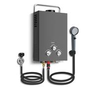 Calentador de agua portátil de gas natural de 6 l, 1,58 GPM, ducha caliente instantánea for camping/vehículo recreativo, 40 000 BTU, sin tanque Durabilidad, Eficiencia(Nero)