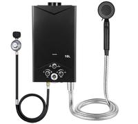 Calentador de agua sin tanque 4,21 GPM 16 L, calentador de agua de gas portátil, calentador de agua de temperatura constante rápida con pantalla digital, aspersor exterior para autocaravanas/SUV