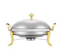 Calentador de alimentos de acero inoxidable, juego de 3 litros, redondo, para catering, camping, buffet y fiestas (dorado)