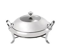 Calentador de alimentos de acero inoxidable, juego de 3 litros, redondo, recipiente de calor para catering, camping, buffet y fiesta (plata)