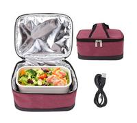 Calentador De Alimentos Portátil, Bolsa De Almuerzo Con Calefacción USB, Pequeño Horno Portátil, Contenedor Eléctrico Para Calentar Alimentos Para Viajes, Oficina, Camping, Senderismo, Picnic(Burdeos)