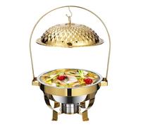 Calentador de alimentos redondo de acero inoxidable con tapa colgante, aislamiento de inyección de agua para una retención eficiente del calor, ideal para bufés, fiestas y restaurantes
