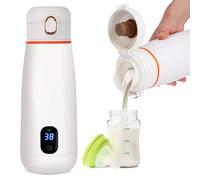 Calentador de biberón portátil, coche/viaje, 350 ml, universal, inalámbrico, temperatura precisa, autonomía 24 horas, recargable USB, leche materna, leche temperada ajustable 37 °C a 55 °C
