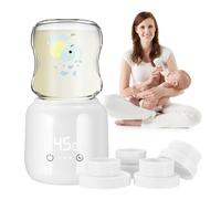 Calentador de biberones para bebé, portátil, inteligente, calentador de biberones, 4 temporizadores y 4 opciones de calefacción, recargable por USB, 4 adaptadores para Philips Avent, Mam, Medela,