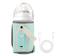Calentador de biberones portátil con carga USB y pantalla LCD | Calentador de leche eléctrico inalámbrico de 21 W para viajes | Calentador de leche ajustable de 5 engranajes compatible con biberones