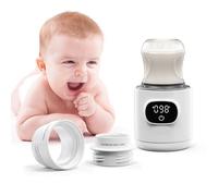 Calentador de botellas inalámbrico portátil, incluye 2 adaptadores, calentamiento rápido, control preciso de temperatura, batería de larga duración, pantalla LCD, resistente a fugas, fácil de limpiar,