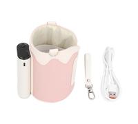 Calentador de Botellas Portátil, 21 Engranajes Temperaturas Ajustables Bolsas de Calentador de Leche Recargable para Viajar a Casa, Adecuado para la Mayoría de las Botellas, (PINK)