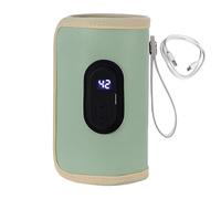 Calentador de botellas USB con pantalla digital, temperatura ajustable de 35 a 55 °C, cubierta térmica de terciopelo con lámina de aluminio de cuero, 20 x 10 cm, calentador de leche portátil tipo C de