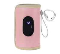 Calentador de botellas USB con pantalla digital, temperatura ajustable de 35 a 55 °C, cubierta térmica de terciopelo con lámina de aluminio de cuero, 20 x 10 cm, calentador de leche portátil tipo C de