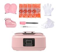 Calentador de cera de parafina, kit todo en uno, control de temperatura de precisión, hidratante y exfoliante, ideal para baños de parafina caseros pink