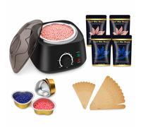 Calentador de Cera Depilatoria Kit, Depilación Cera Caliente con Perlas de Cera 400g 5 Vasos de Papel 20 Aplicadores Control de Temperatura para Cuerpo Rostro Bikini Piernas Axilas Doméstico
