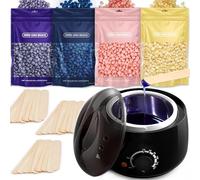 Calentador de Cera Depilatoria Maquina de Cera Caliente - Vinmall Calentador Cera Depilatoria, 400g Cera Depilacion, 30 Espátulas para Todo Tipo Cabello,Cejas, Faciales, Bikini, para Hombre y Mujer