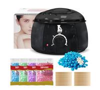 Calentador de Cera Depilatoria Profesional - Máquina de Cera Caliente para Depilación Rápida en Cara, Axilas y Cuerpo, Kit Completo 4 Ceras, Compacto, Portátil y Seguro para Piel Sensible (Negro)