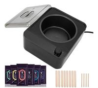Calentador de Cera Eléctrico kit de depilación Profesional de 500 ml, olla antiadherente, espátulas de madera y 6 bolsas de perlas para depilar