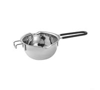 Calentador de chocolate de acero inoxidable con doble caldera de metal para dulces, fondue y horneado, con transferencia de calor superior (400 ml, negro)