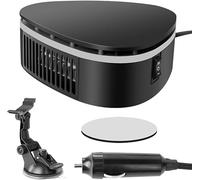 Calentador de Coche 12 V, 2 in 1 Calefactor Coche Mechero Portátil con Instalación de Ventosas, 360 ° Rotación Desempañador de Parabrisas Calefactor Coche para la Mayoría de los Automóviles, Camping